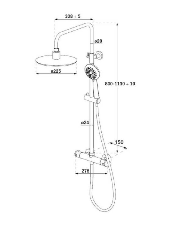 Modern Thermostatic Round Bar Shower